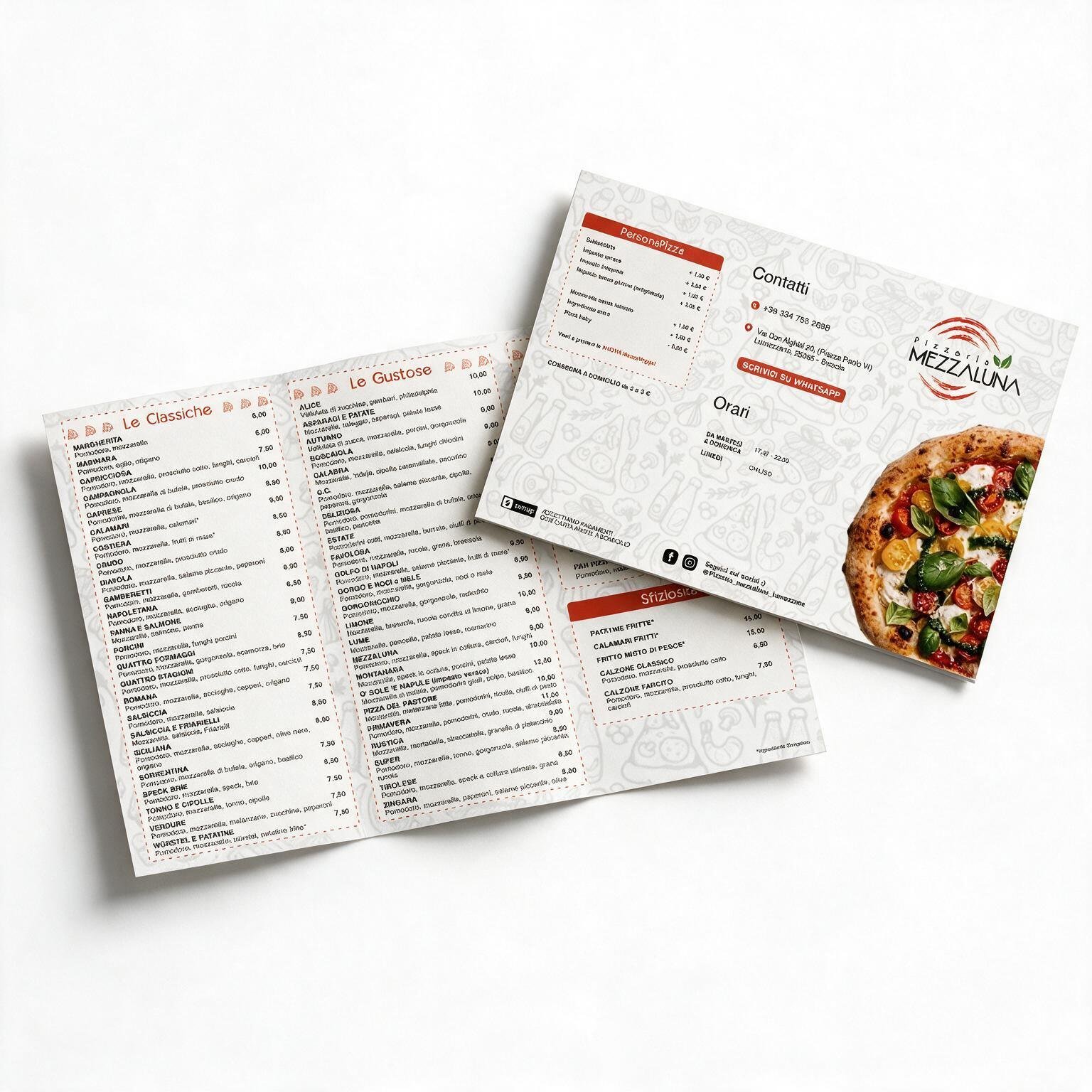 Menú Pizzeria Mezzaluna